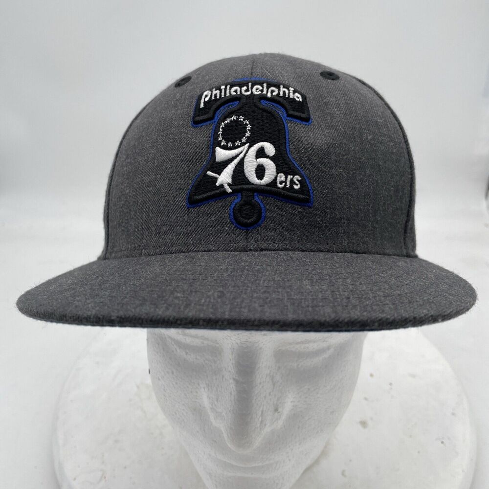 Philadelphia 76ers Hat Cap 7 3/8 Fitted Gray Wool Mitchell & Ness Basketball NBA